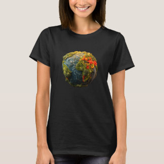 Continentes Veganos da Terra Camiseta Preta Manga