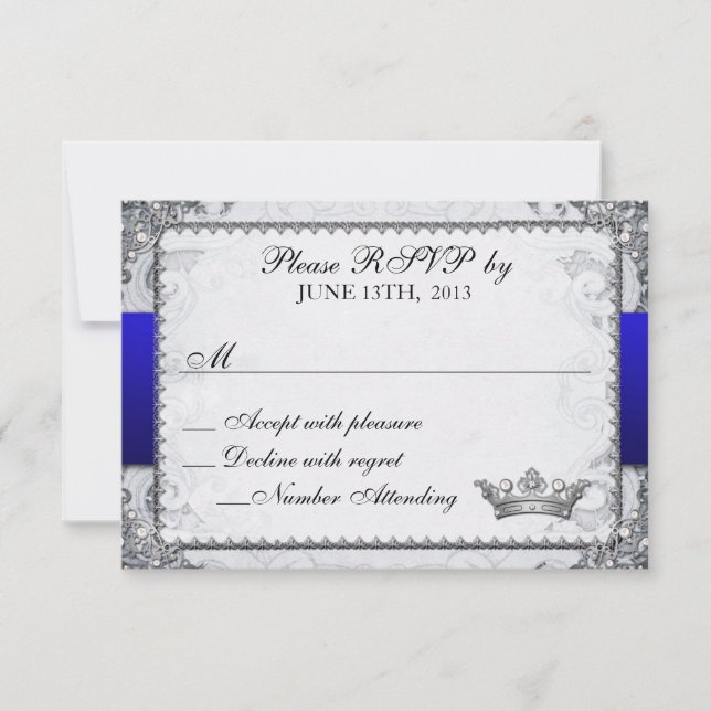 Conto de Fadas Ornamentado de Casamento RSVP Cinza (Frente)