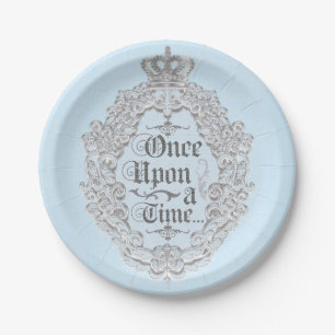 Conto de Fadas Vintage Era Uma Vez Pratos Azuis