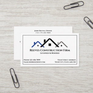 Contrato de construção Roofer Cartão de visita