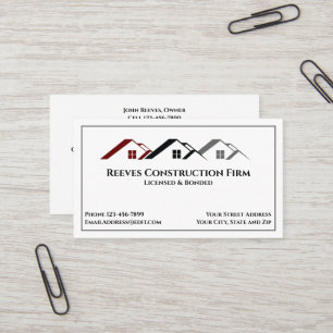 Contrato de construção Roofer Cartão de visita