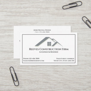 Contrato de construção Roofer Cartão de visita