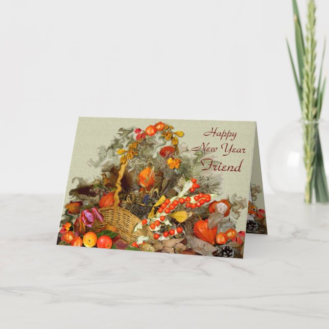 CONVÊNIO DO OUTONO ~ Cartão de Ano Novo (Amigo) (Frente)