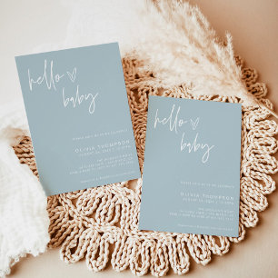 Convidado de Chá de fraldas Azul Dusty   Convite p
