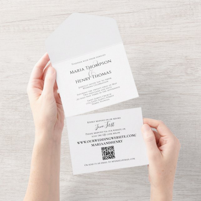 Convidado de Código QR de Casamento Minimalista Si (Aba destacável)