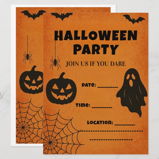 Convidado do Partido Vintage Halloween | Ícones as (Frente/Verso)