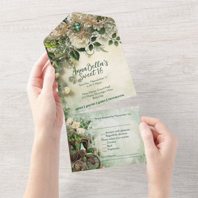 Convidado Elegante Fairytale Sweet 16 All-in-One | (Aba destacável)