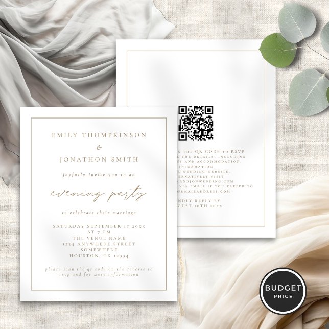 Convidado para Casamento da Noite Dourada do Orçam (Front and back view)