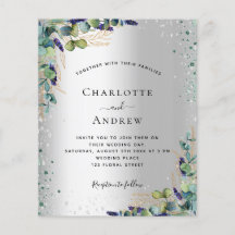 Convidado para casamento de prata eucalipto verde