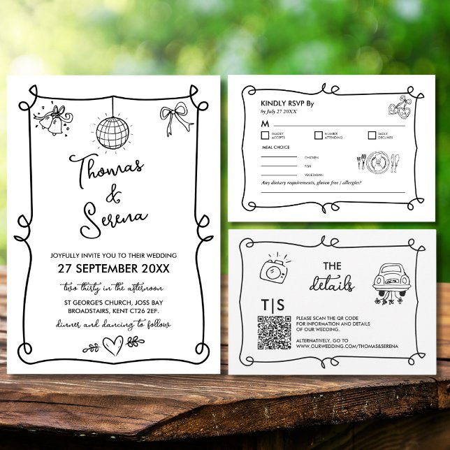 Convidado para RSVP Desenhado à Mão com Rabiscos C (Criador carregado)