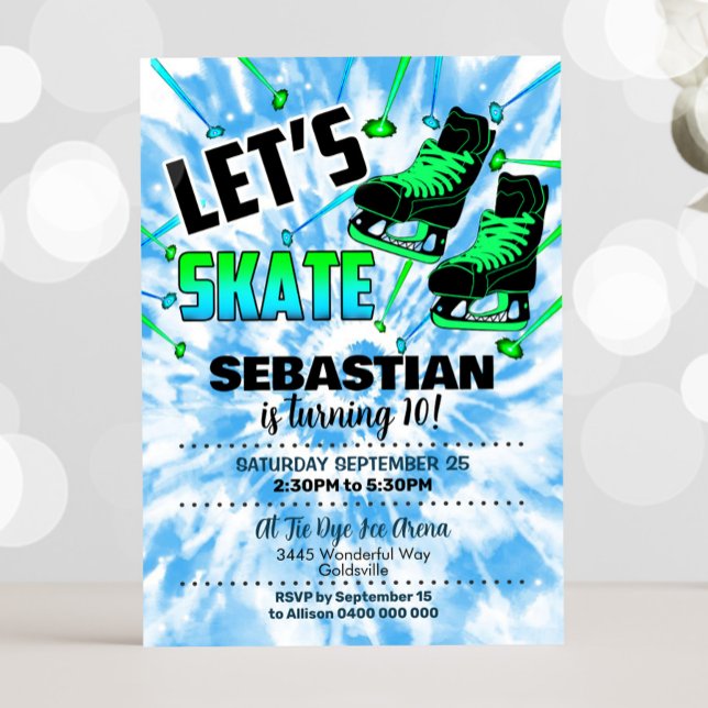 Convidado para Skate de gelo do Convite de festas  (Boy Ice Skating Party Invitation)