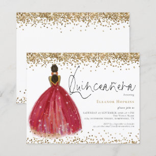Convidado Quinceanera para o Estresse Burgundy do 
