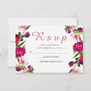 Convidado RSVP de Casamento Rosa Rosa Belo
