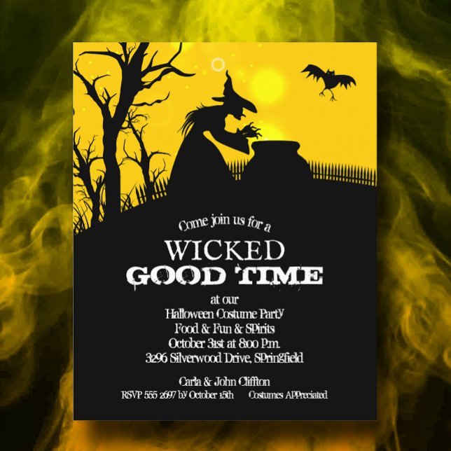 Convidados de Halloween de Bruxas Malvadas do Orça (Budget Wicked Witch Silhouette Halloween Invitations on value 110 lb  paper)