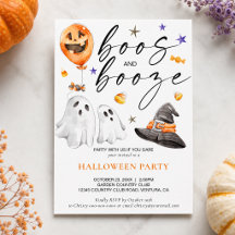 Convidados e Bebidas Convite de Halloween Adulto e