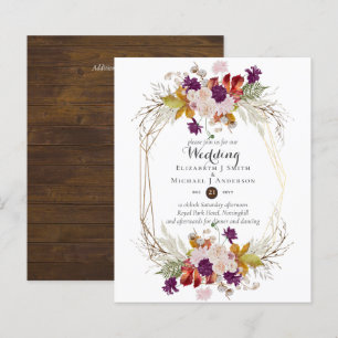 Convidados para Casamento Floral de Ameixa de Orç