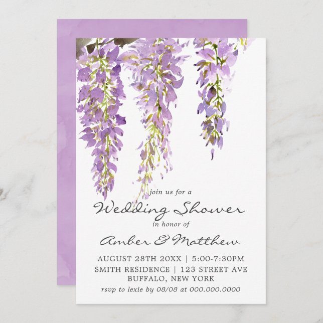 Convidados para Chá de casamento de Wisteria de La (Frente/Verso)