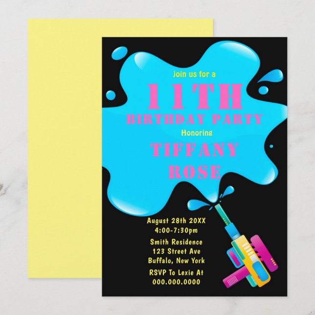 Convidados para Festa de aniversário de 11 de de G (Frente/Verso)