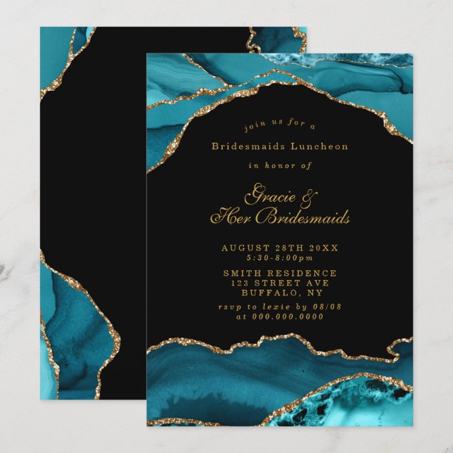 Convidados para o Luncheon do Teal Dourado Stone B (Frente/Verso)