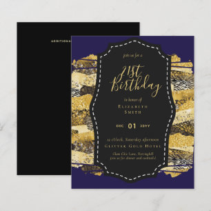 Convidar aniversário de 21 anos Glam Girly Glitter