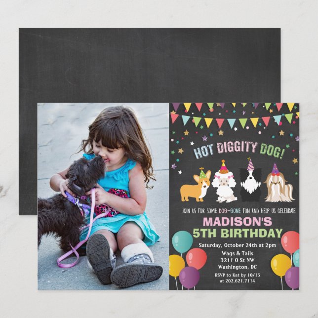 CONVIDE FOTO - Convite de Aniversário de Cachorro  (Frente/Verso)
