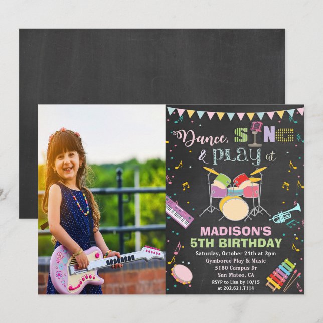 CONVIDE FOTO - Convite de Aniversário de Menina Mú (Frente/Verso)