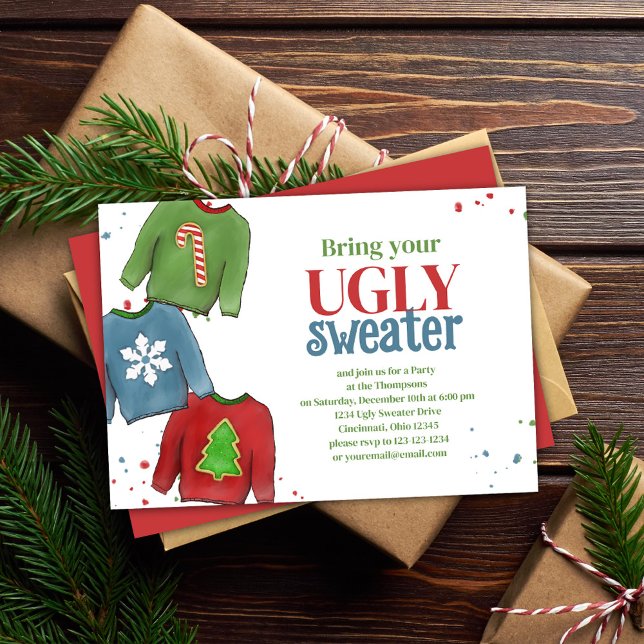 Convite (Christmas ugly sweater invitation. )