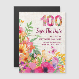 Convite 100 Floral Linen 100º Aniversário Salvar a Data