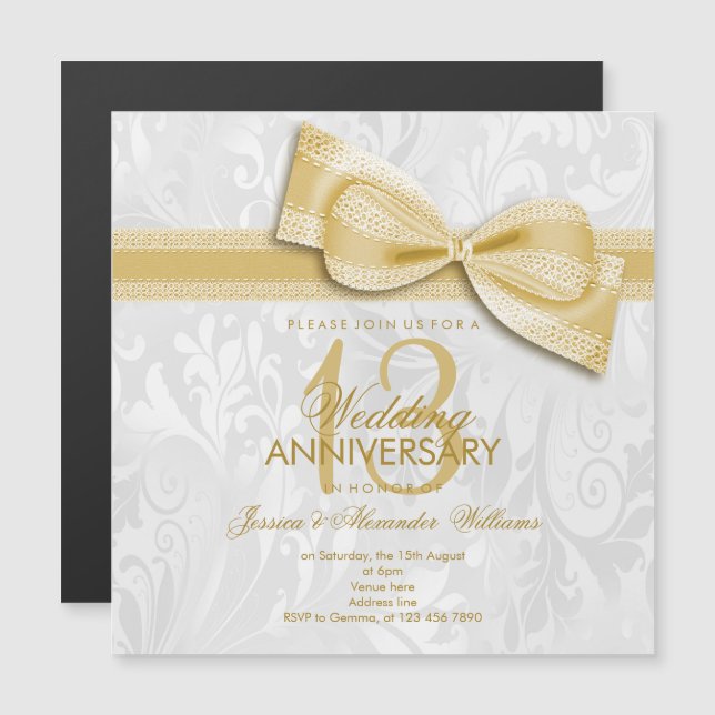Convite 13º Aniversário de Casamento com Renda Damasko e A (Frente/Verso)