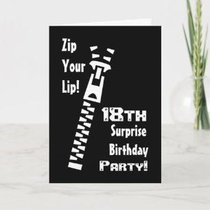 Convite 18th SURPRISE Birthday Party Invitation - Zipper
