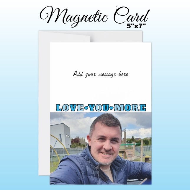 Convite 1 photo add text love you blue magnetic card (Criador carregado)