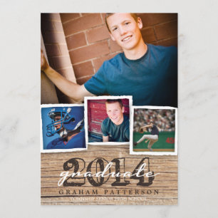 Convite 2014 rústico de madeira da graduação do