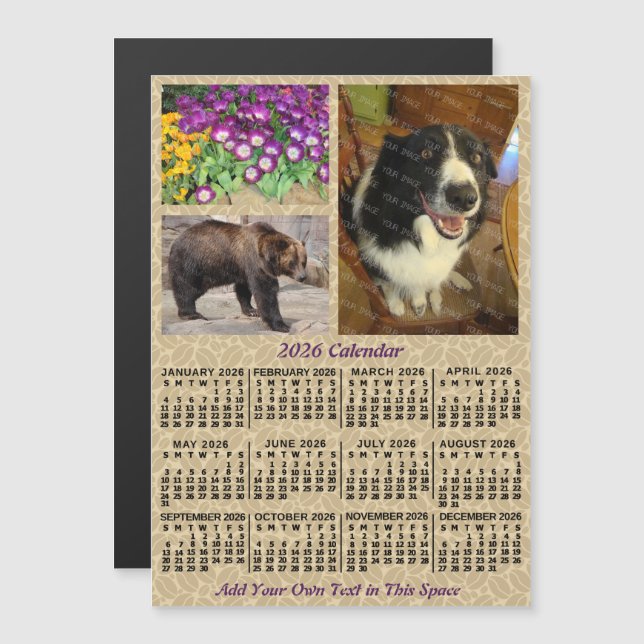 Convite 2026 Year Calendar Coffee Beans 3 Custom Photos (Frente/Verso)