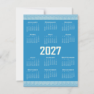 Convite 2027 Calendar, Greek Fret, Cosmic Latte on Blue
