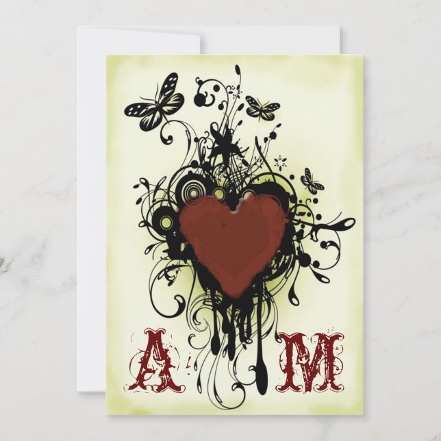 Convite 2 do casamento do amor do tatuagem do (Frente)