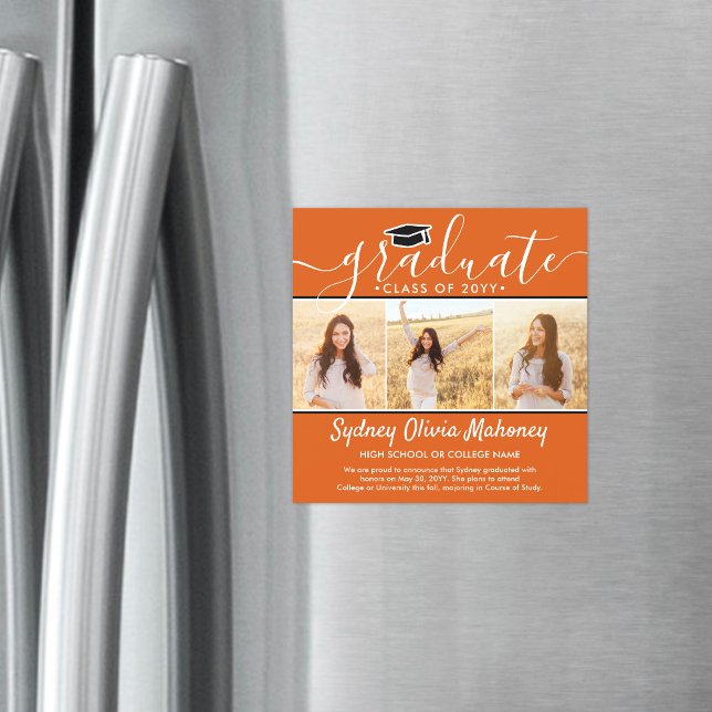 Convite 3 Foto: Anúncio de Graduação Magnética Laranja Lar (Criador carregado)