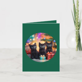 Convite 3 Jovens Black Eyed Black Kittens Cena de Natal