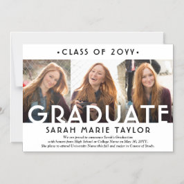 Convite 3 Photo Collage Magnetic Graduation Announcement