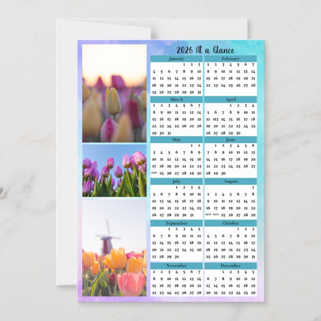 Convite 3 Tulip Image At a Glance Calendar (Frente)