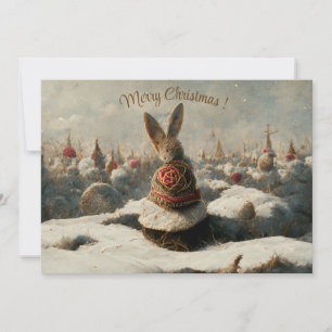 convite 3d coelho fantasia paisagem de Natal