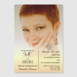 Convite 50 e Fabulosa, Foto de 50 de aniversário Dourada E