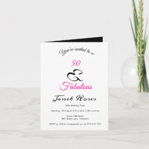 Convite 50 e Fabuloso 50º aniversário personalizado dobrad