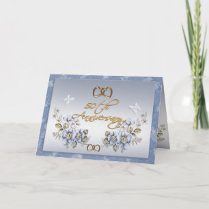 Convite 50th Anniversary Party invitation blue floral