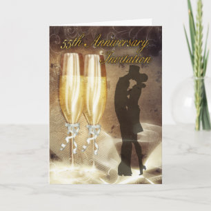 Convite 55th Wedding Anniversary Invitation Card - Champag