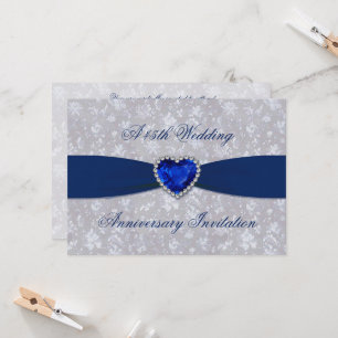 Convite 5x7 de 45 Anos de Casamento Bold Damask
