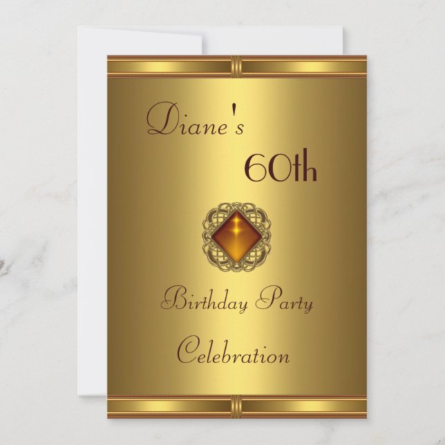 Convite 60º Aniversário Dourado sobre Dourado (Frente)