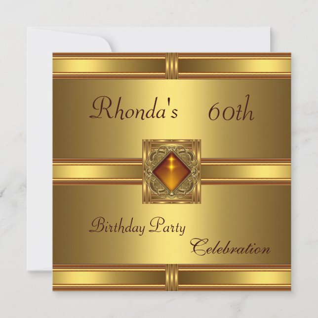 Convite 60º Aniversário Dourado sobre Dourado (Frente)