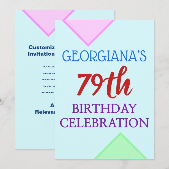 Convite "79. º ANIVERSÁRIO CELEBRAÇÃO" básico e di (Frente/Verso)