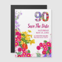 90 Birthday Floral Modern Salve A Data