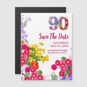 Convite 90 Birthday Floral Modern Salve A Data